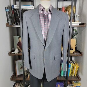 VTG Oakton Men's Sport Coat Blazer Two Button Gray PERMA‎ PREST Polyester 44R